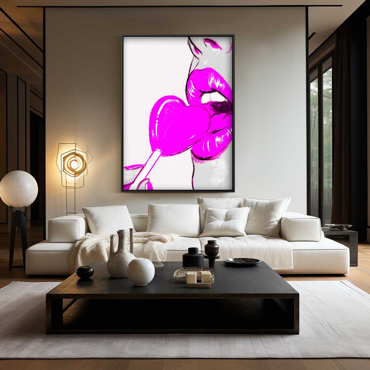 Pop Art Lolly Lips – staand kunstwerk voor modern interieur