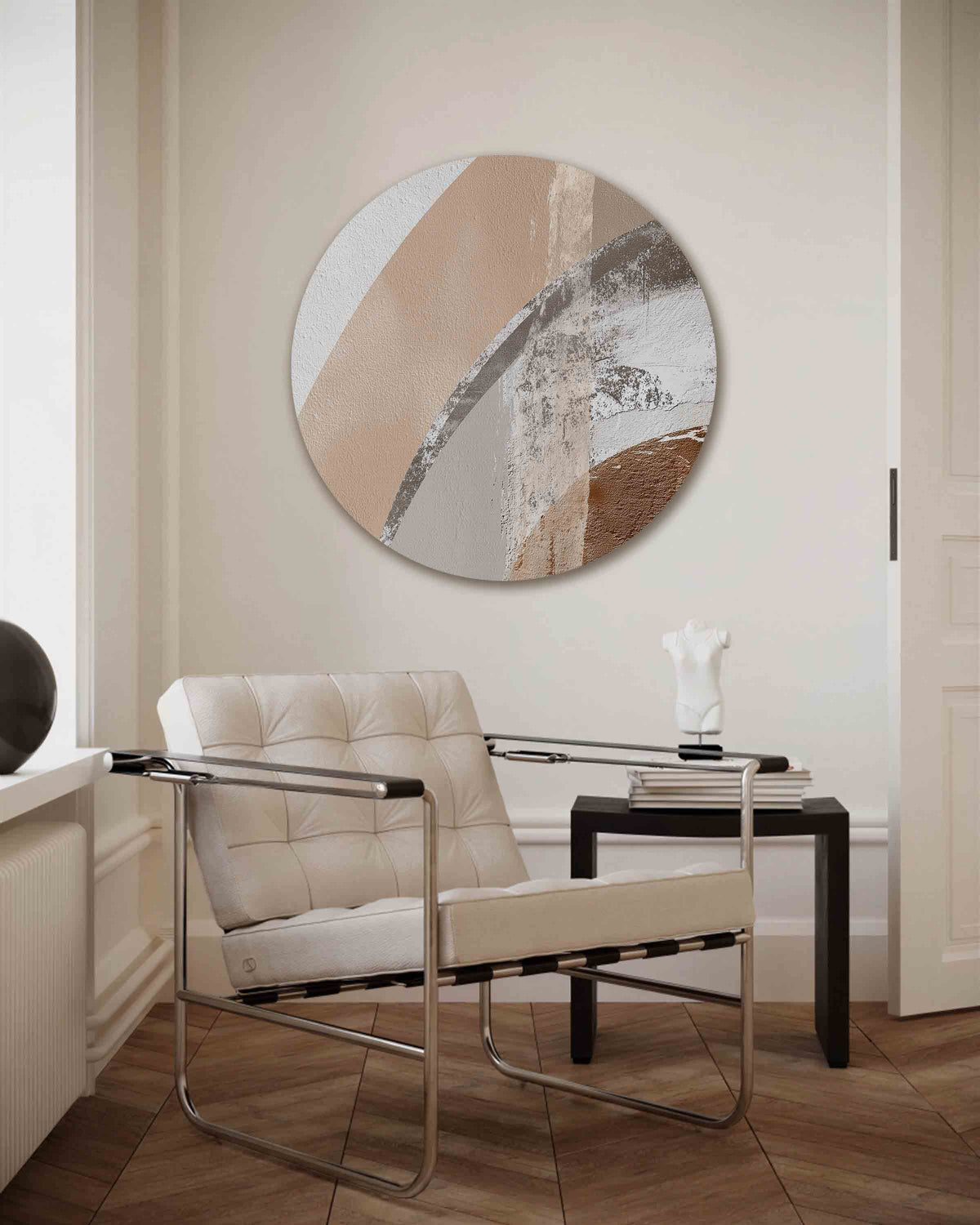 Abstracte vormen – abstracte muurcirkel als ronde wanddecoratie