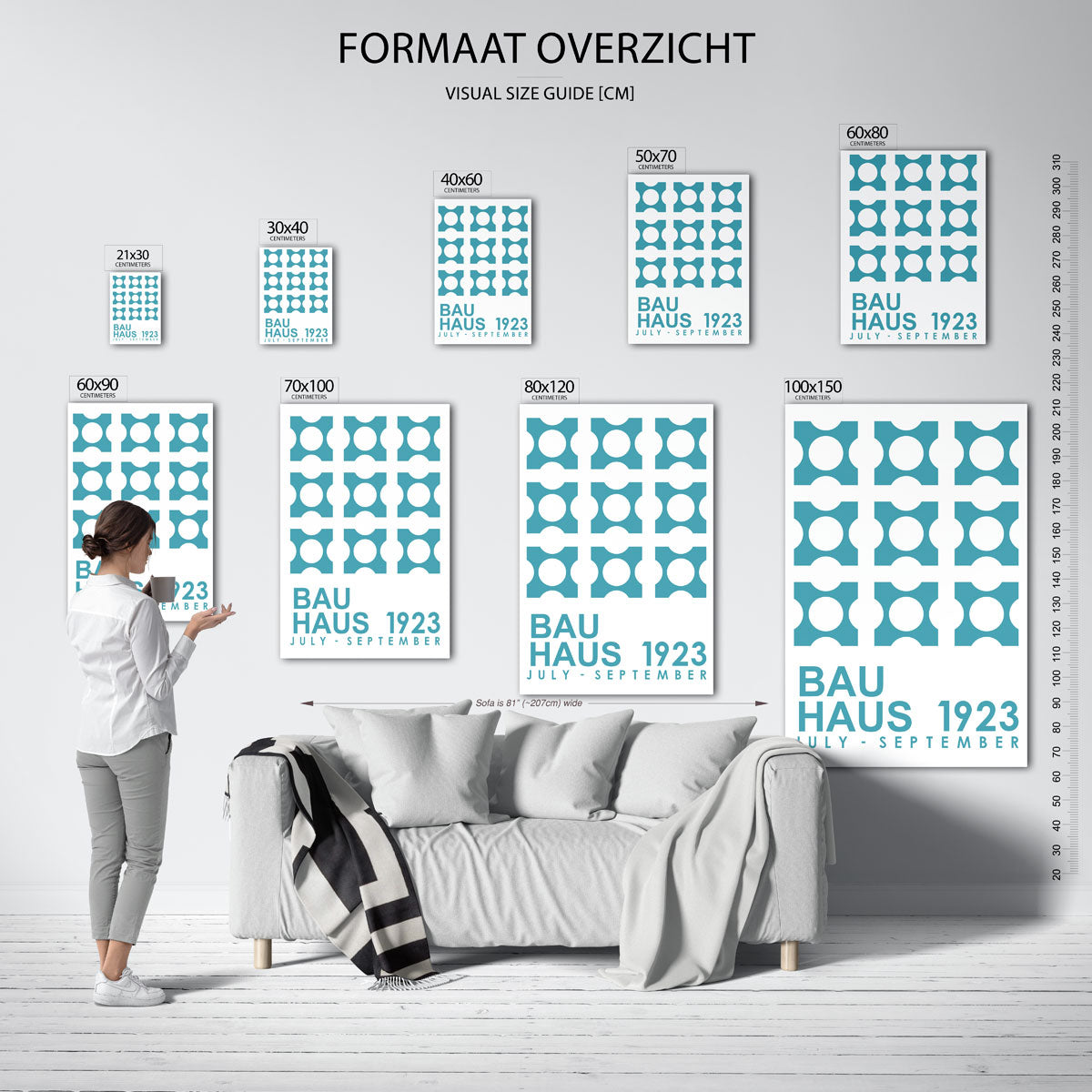 Vorm en herhaling – geometrische poster in Bauhaus-stijl van WallArtistic