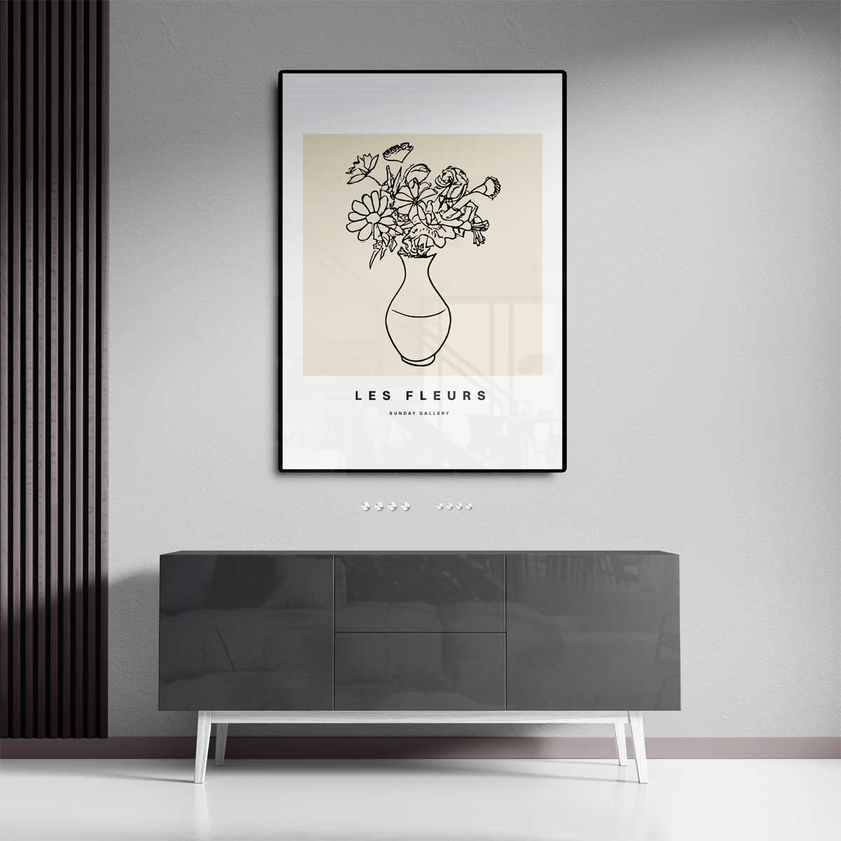 Les Fleurs Lijntekening – canvas kunstwerk als wanddecoratie