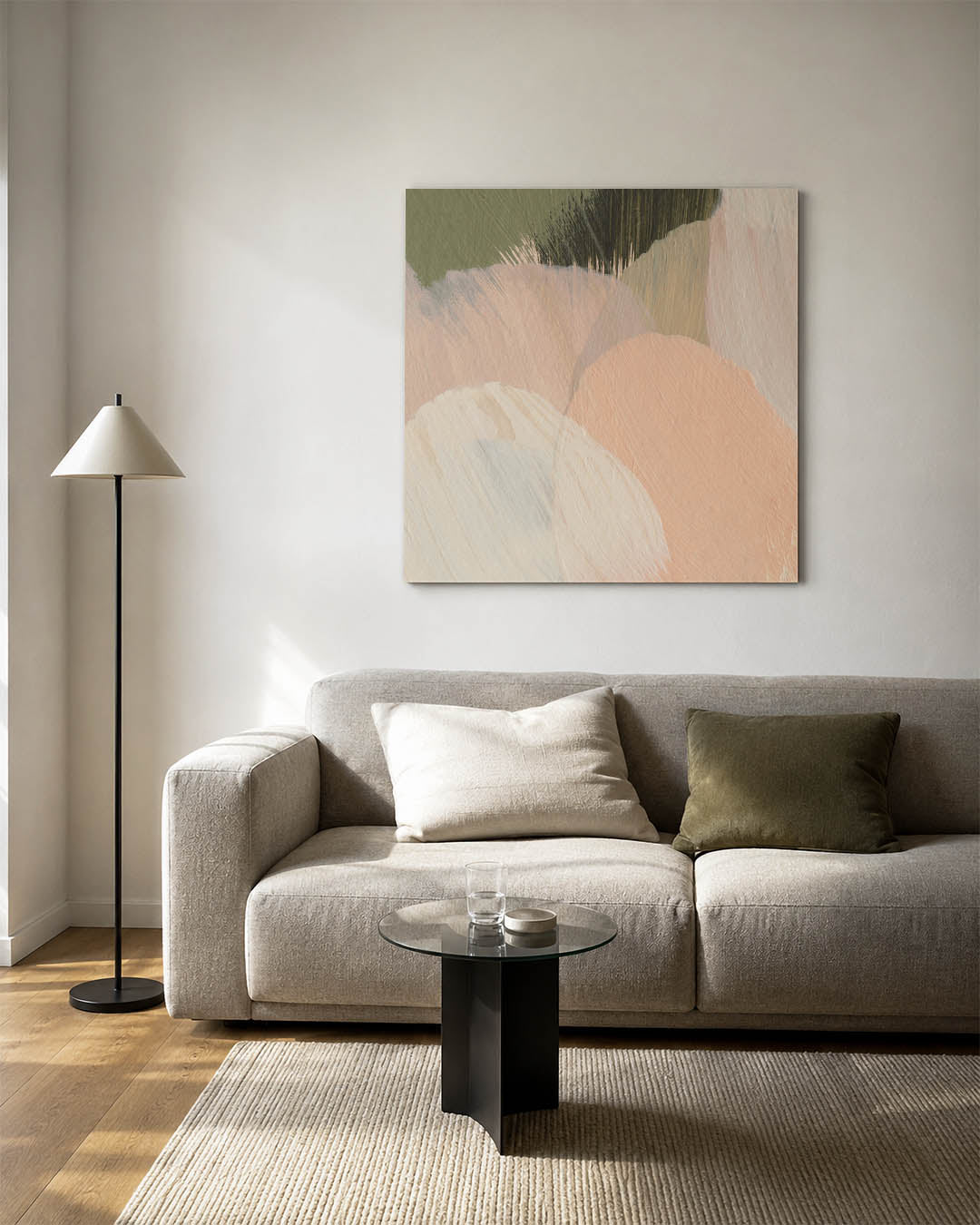 Organische vormen compositie kunstwerk – detailweergave – dit kunstwerk toont zachte, vloeiende vormen in een harmonie van