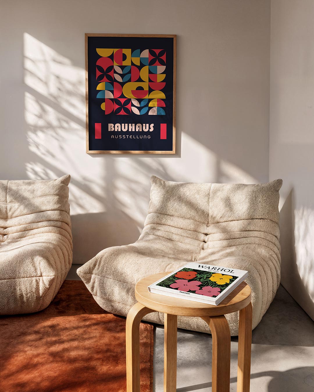 Vormritme en kleur – geometrische Bauhaus poster in staand formaat