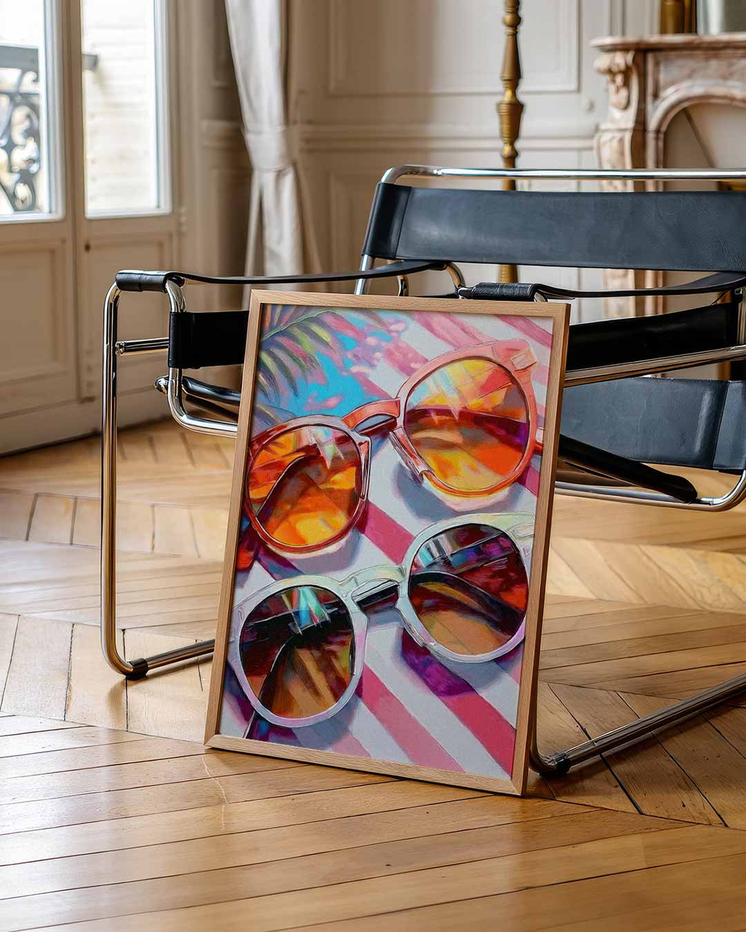 Zomers Beroemde Zonnebrillen – zomerse wandkunst als portret poster