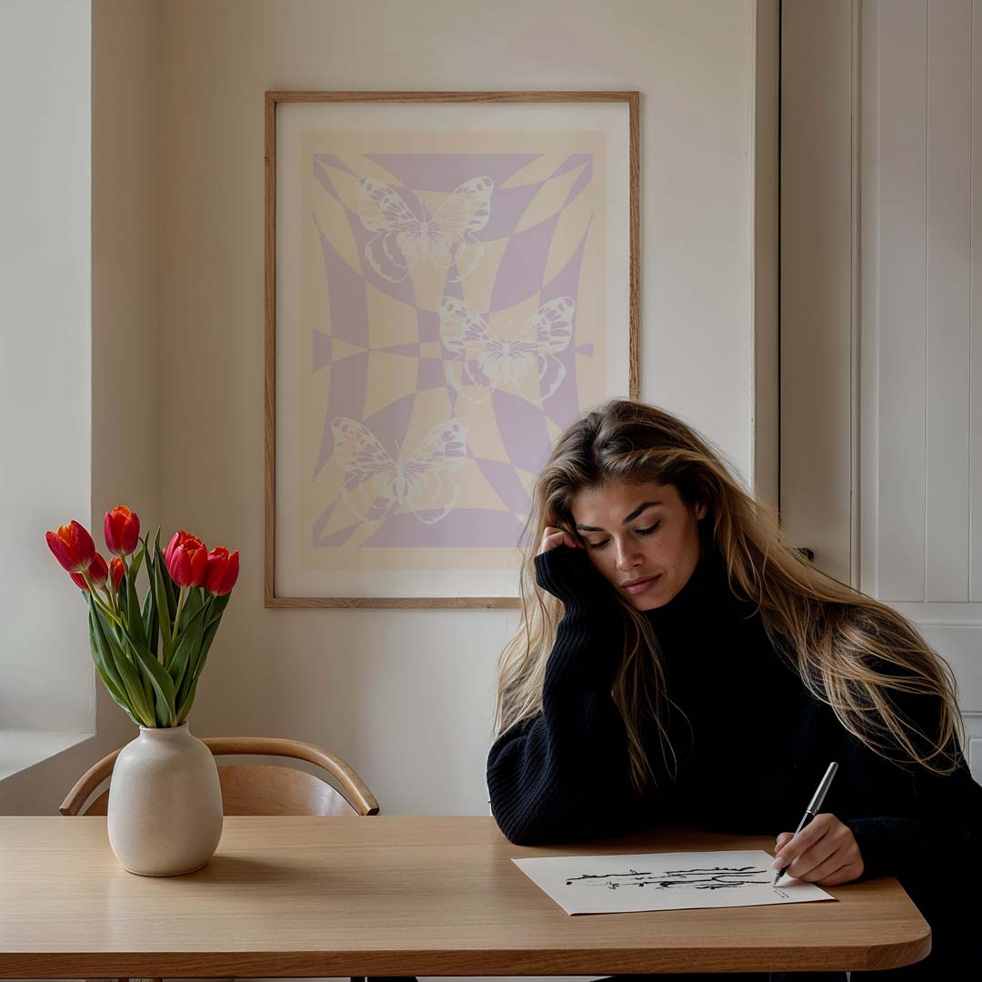 Vlinder Droomvlucht – staande muurposter voor een modern interieur