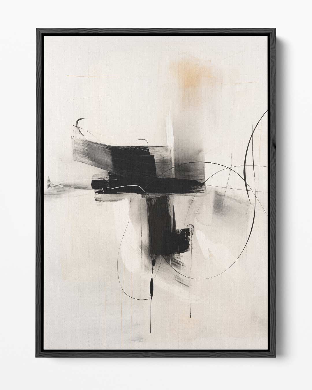 Dynamisch Abstract Zwart-Wit Schilderij – portret kunstwerk als wanddecoratie