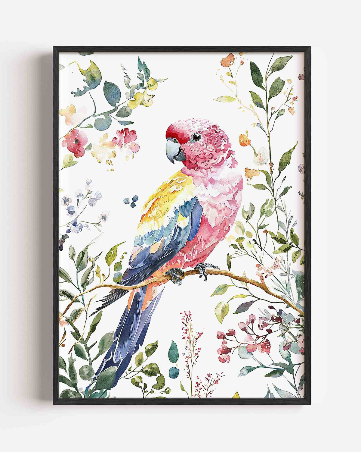 Papegaai en bloemen – jungle portret poster als wanddecoratie