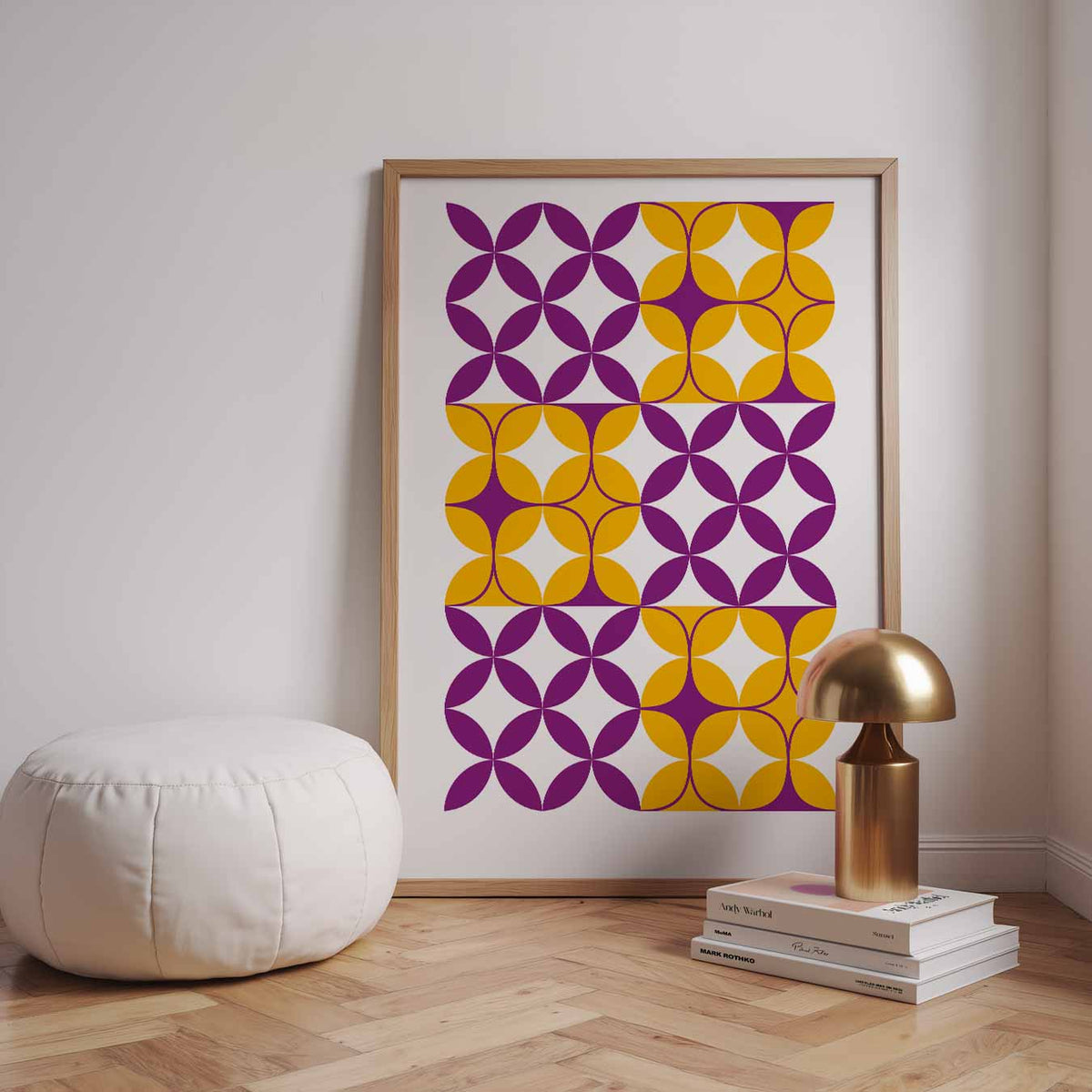 Retro Bloemen Patroon – staande kleurrijke abstracte wanddecoratie van WallArtistic