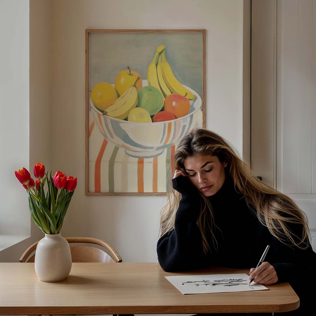 Kleurrijke Fruitmand – culinaire wandkunst als portret poster
