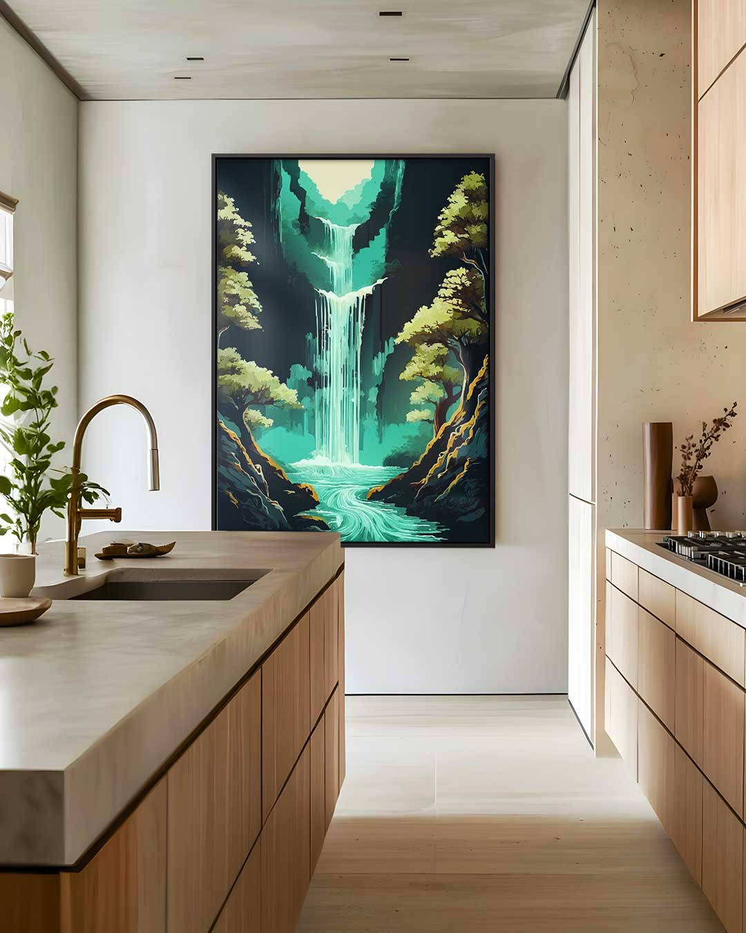 Magische Waterval – canvas wanddecoratie in portret formaat