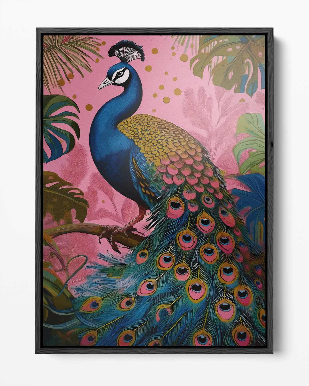 Kleurrijke Pauw in Tropisch Paradijs – portret kunstwerk als wanddecoratie