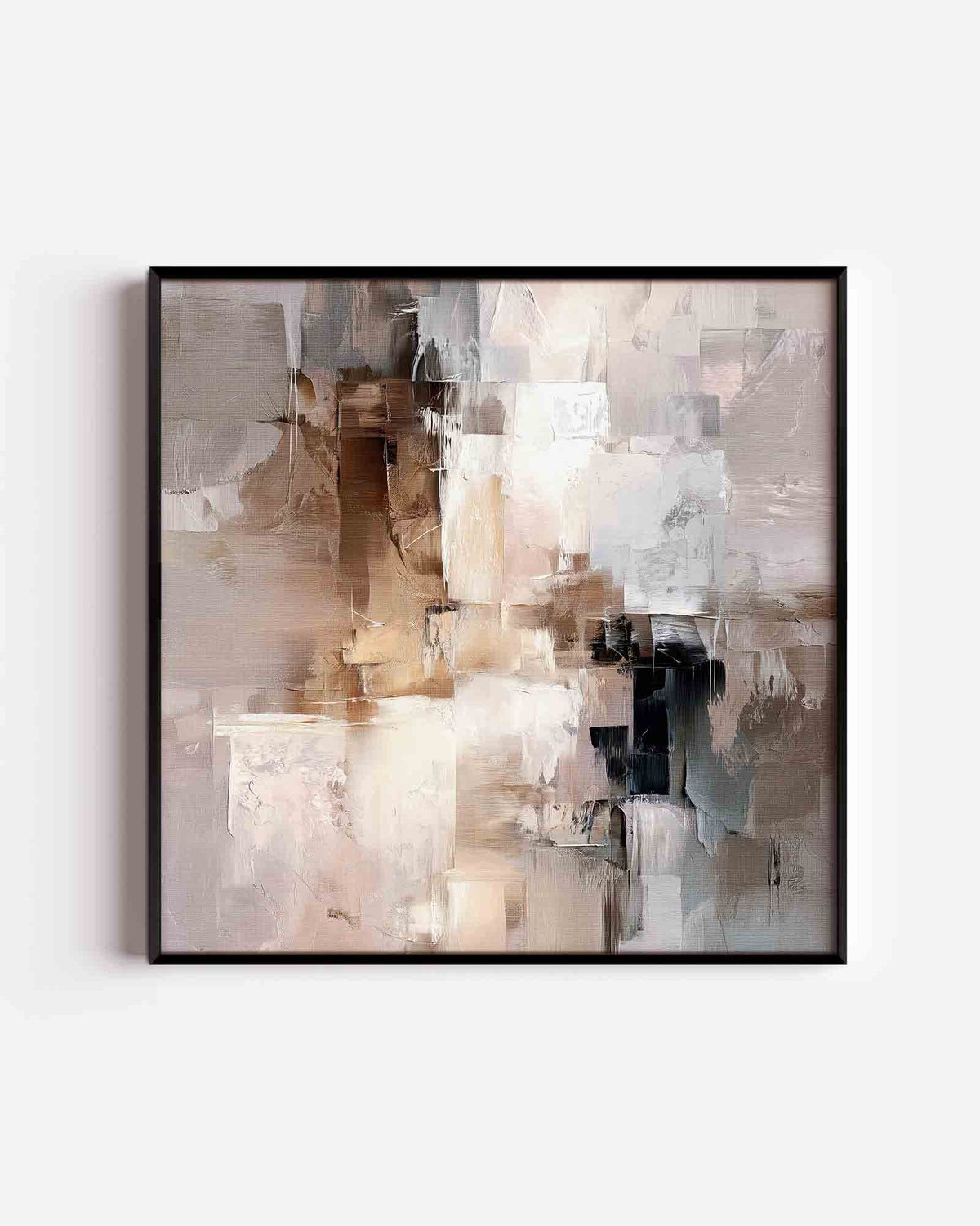 Abstracte beige en bruine – abstracte vierkante poster als wanddecoratie