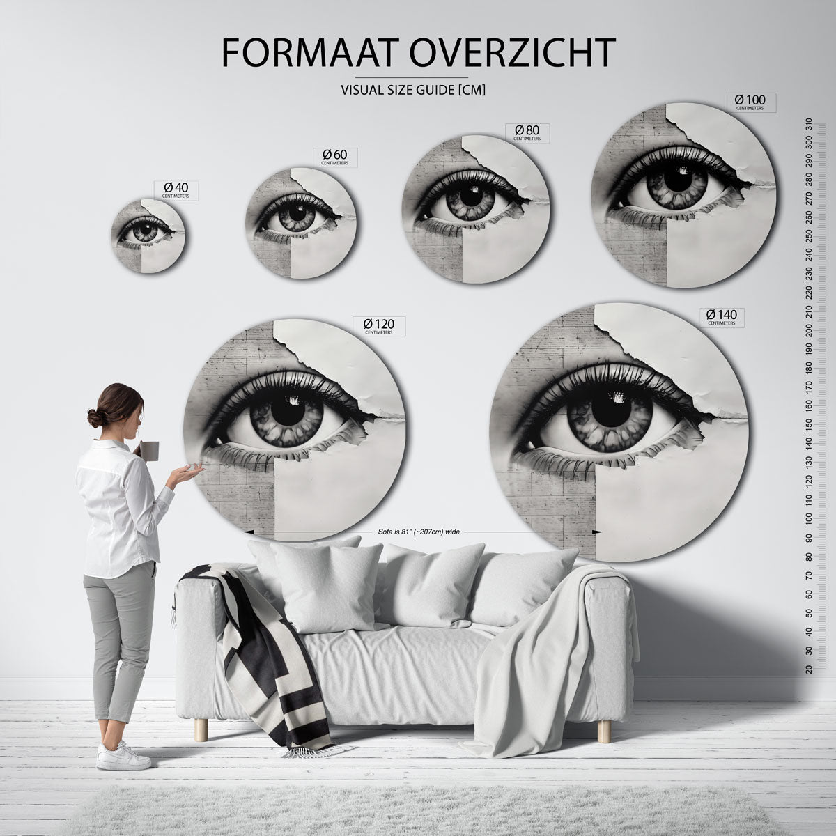 Oog en papier – abstracte wandkunst als muurcirkel van WallArtistic