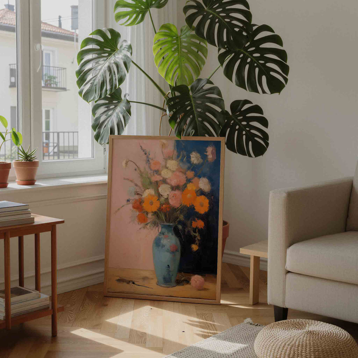 Bloemen in vaas – staande botanische wanddecoratie van WallArtistic
