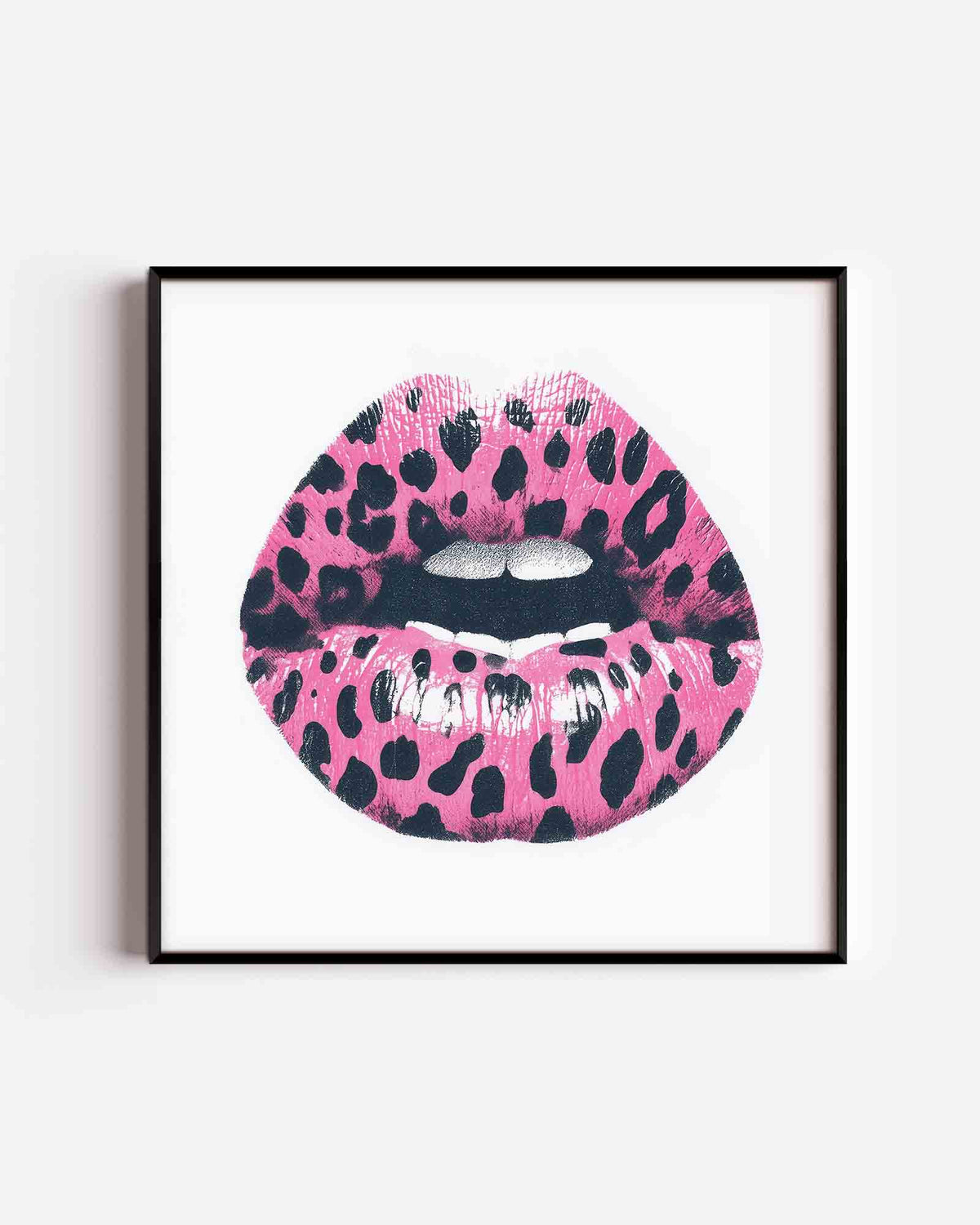 Roze lippen met stippen – Pop Art vierkante poster als wanddecoratie