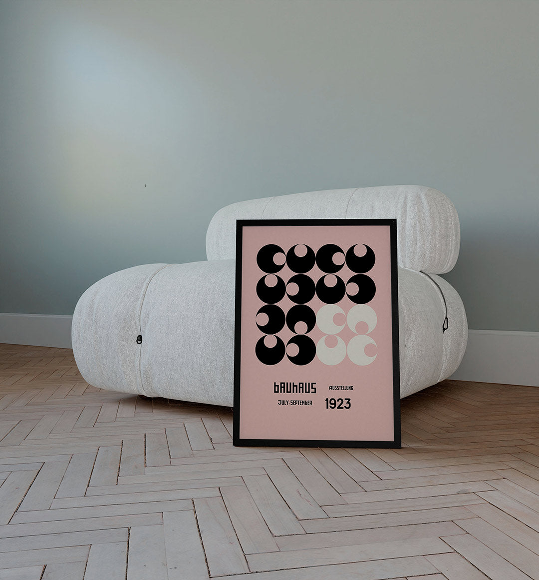 Cirkelpatroon en tekst – staande Bauhaus poster voor aan de muur