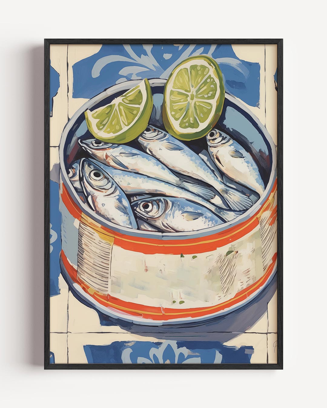 Sardineblikje met Limoen Kunstposter – keuken portret poster als wanddecoratie