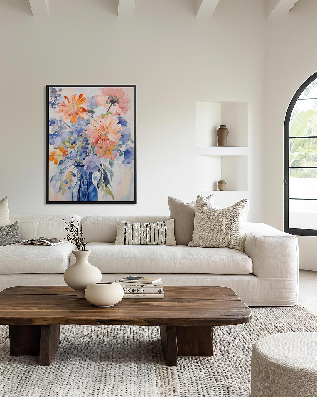 Bloemrijke compositie – moderne staande wandkunst