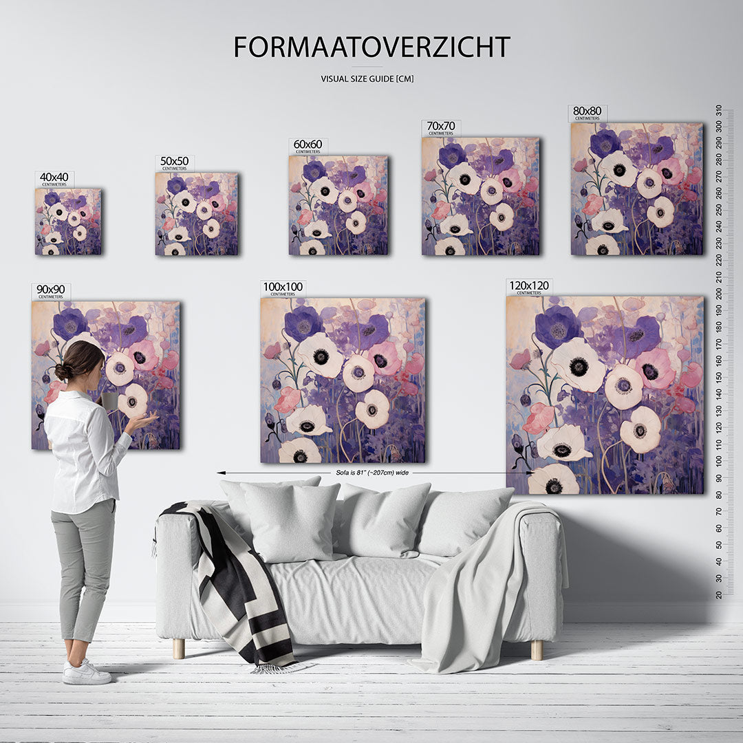 Bloemrijke harmonie kunstwerk – dit kunstwerk toont een levendig samenspel van bloemen in zachte tinten. De compositie is