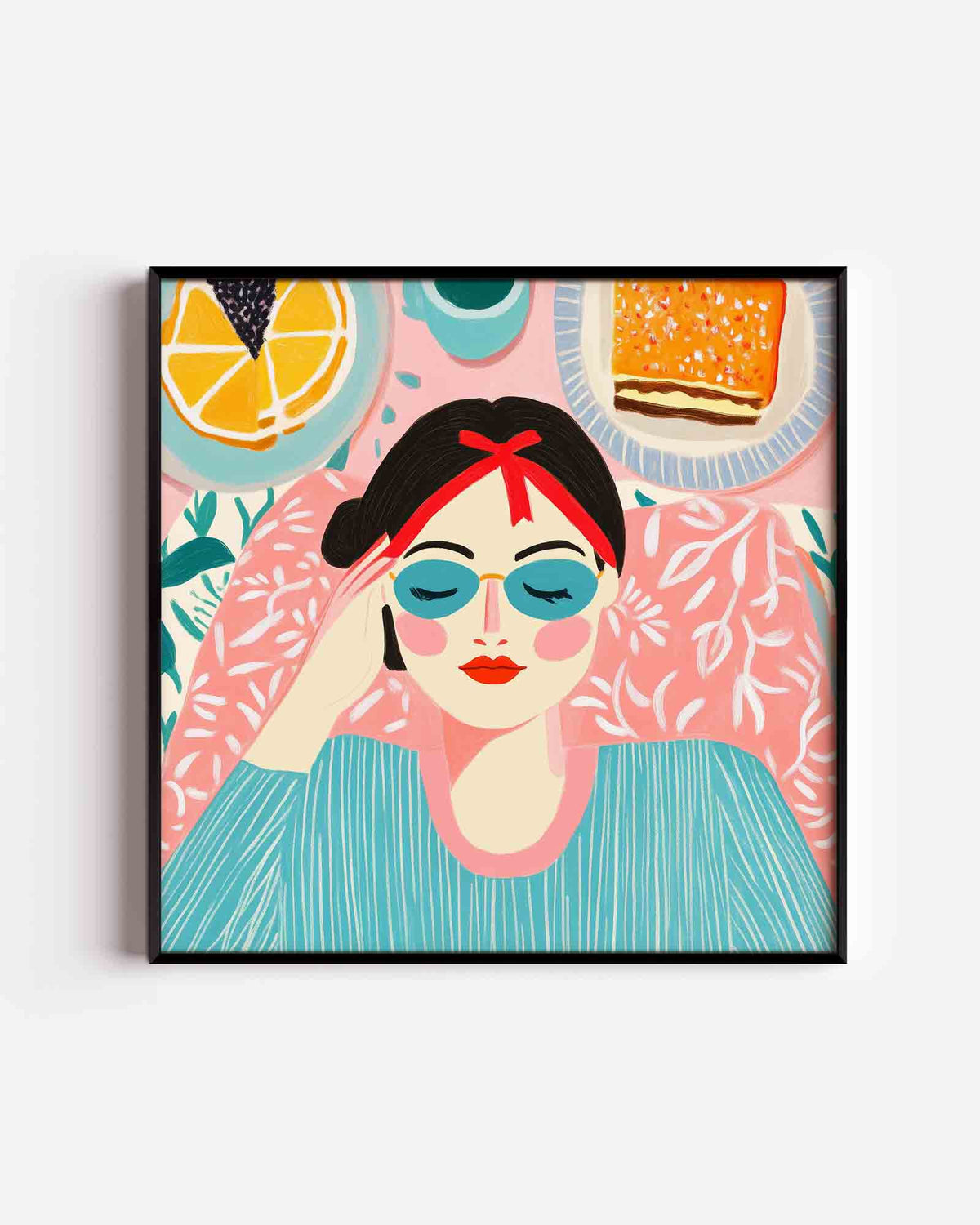 Vrouw met zonnebril – moderne vierkante poster als wanddecoratie