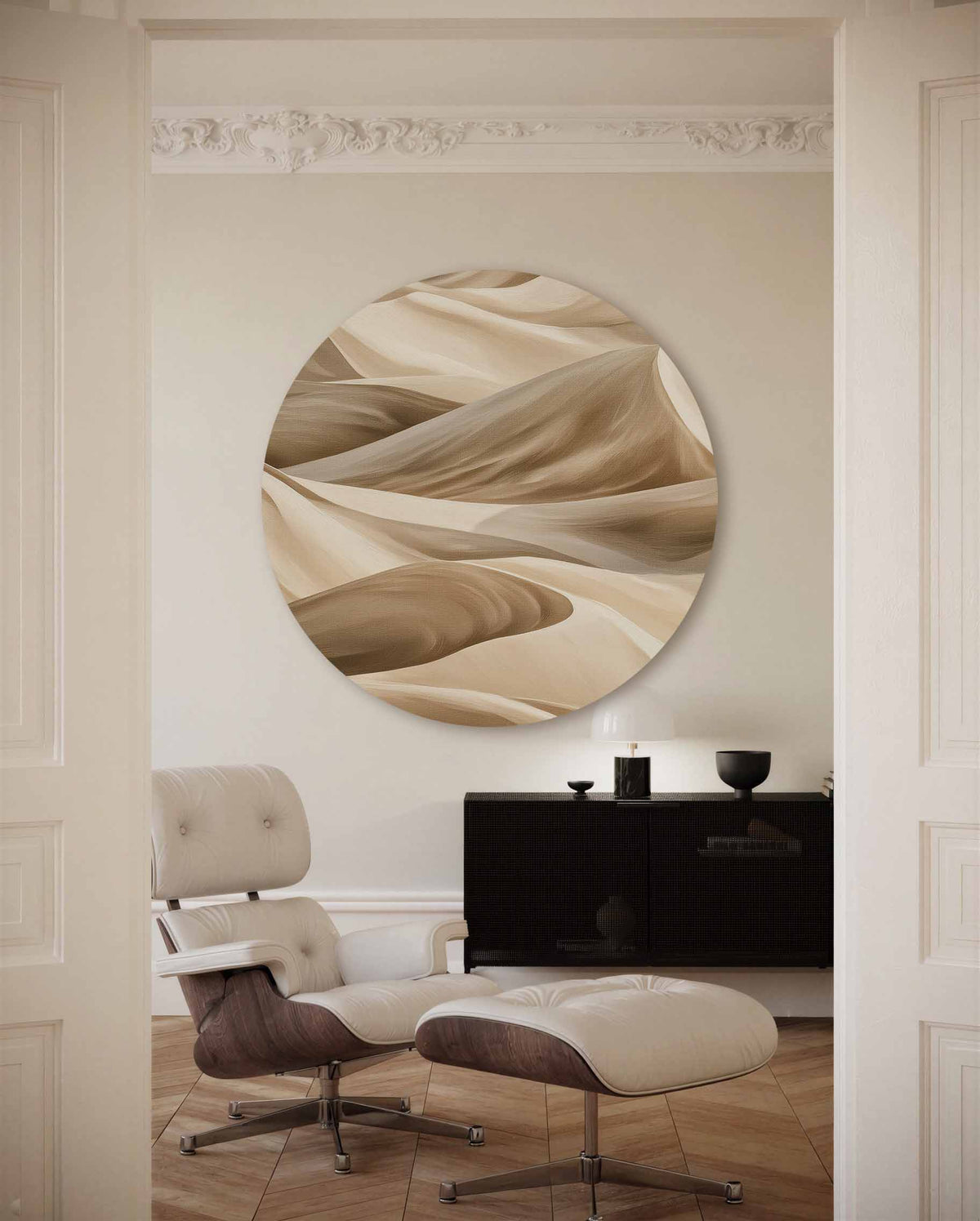 Zandduinen – moderne abstracte muurcirkel voor aan de muur