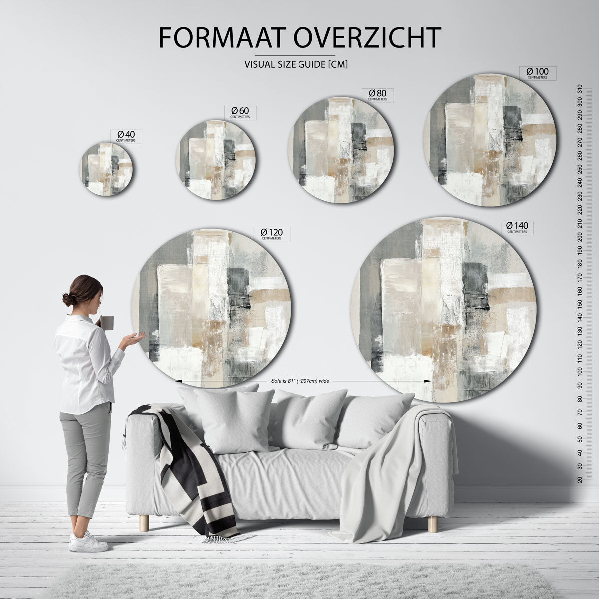 Abstracte vormen – moderne ronde muurdecoratie met abstracte vormen