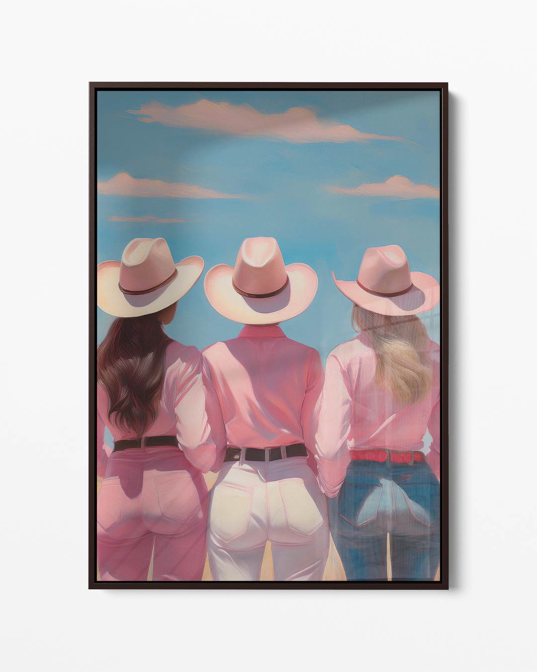 Drie Cowgirls in de Zon – portret kunstwerk als wanddecoratie