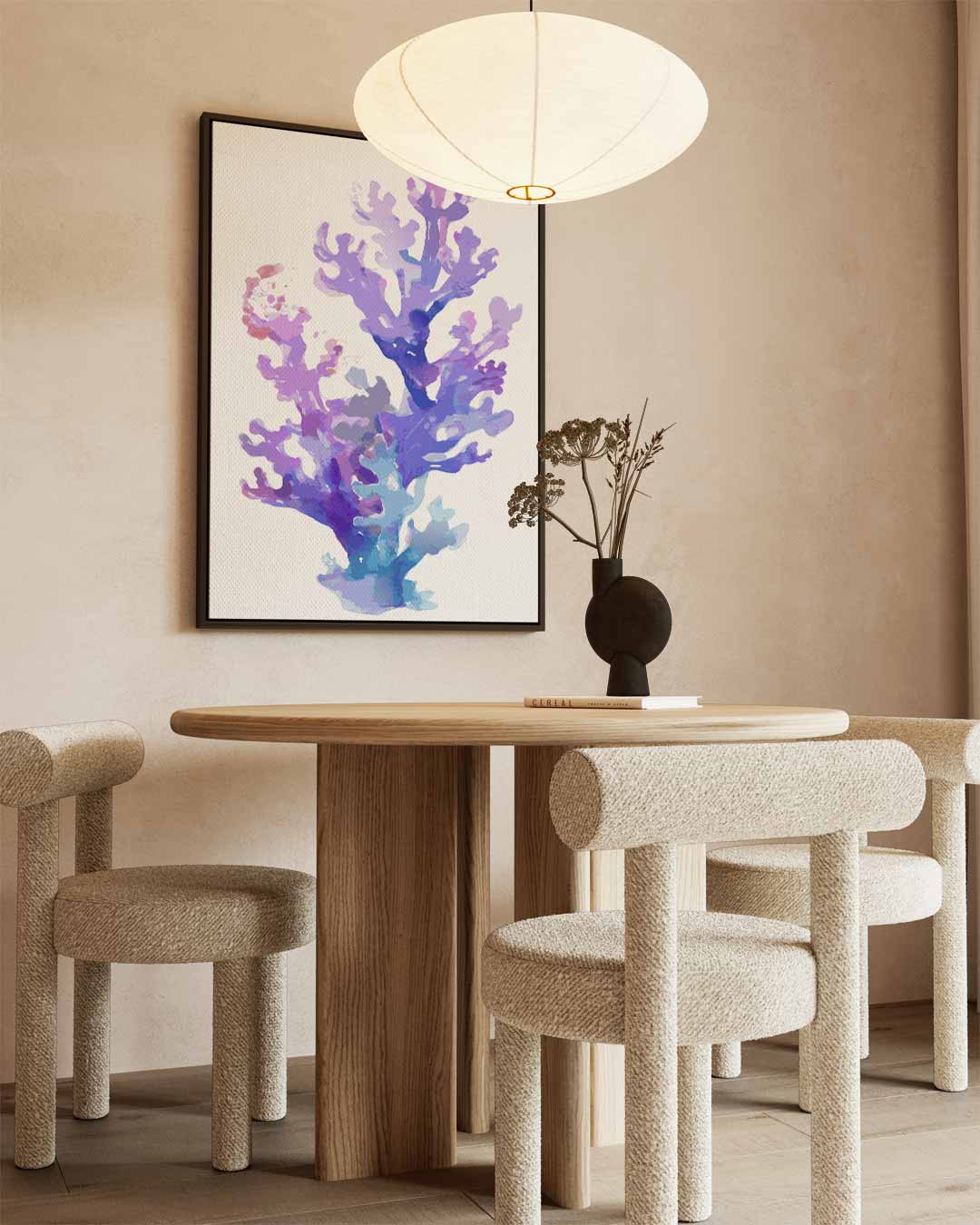 Lila Koraal Kunstwerk – staand kunstwerk voor modern interieur