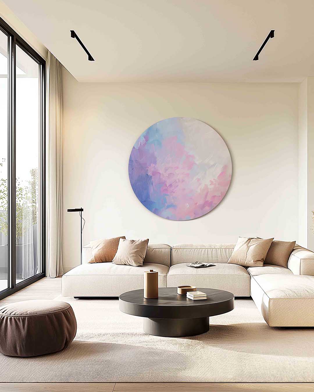 Pastelkleuren abstracte – kleurrijke muurcirkel als ronde wanddecoratie