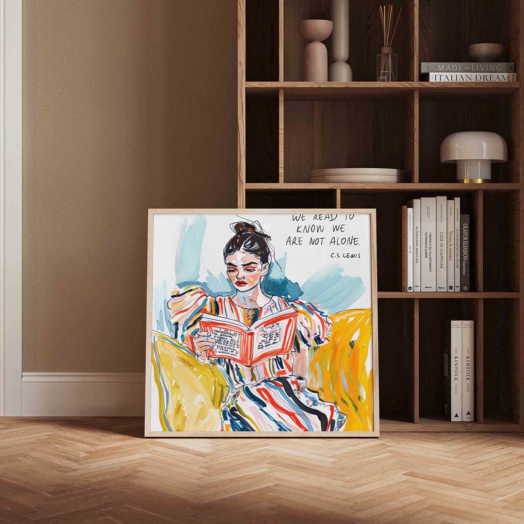 Lezende vrouw – portret poster in vierkant formaat