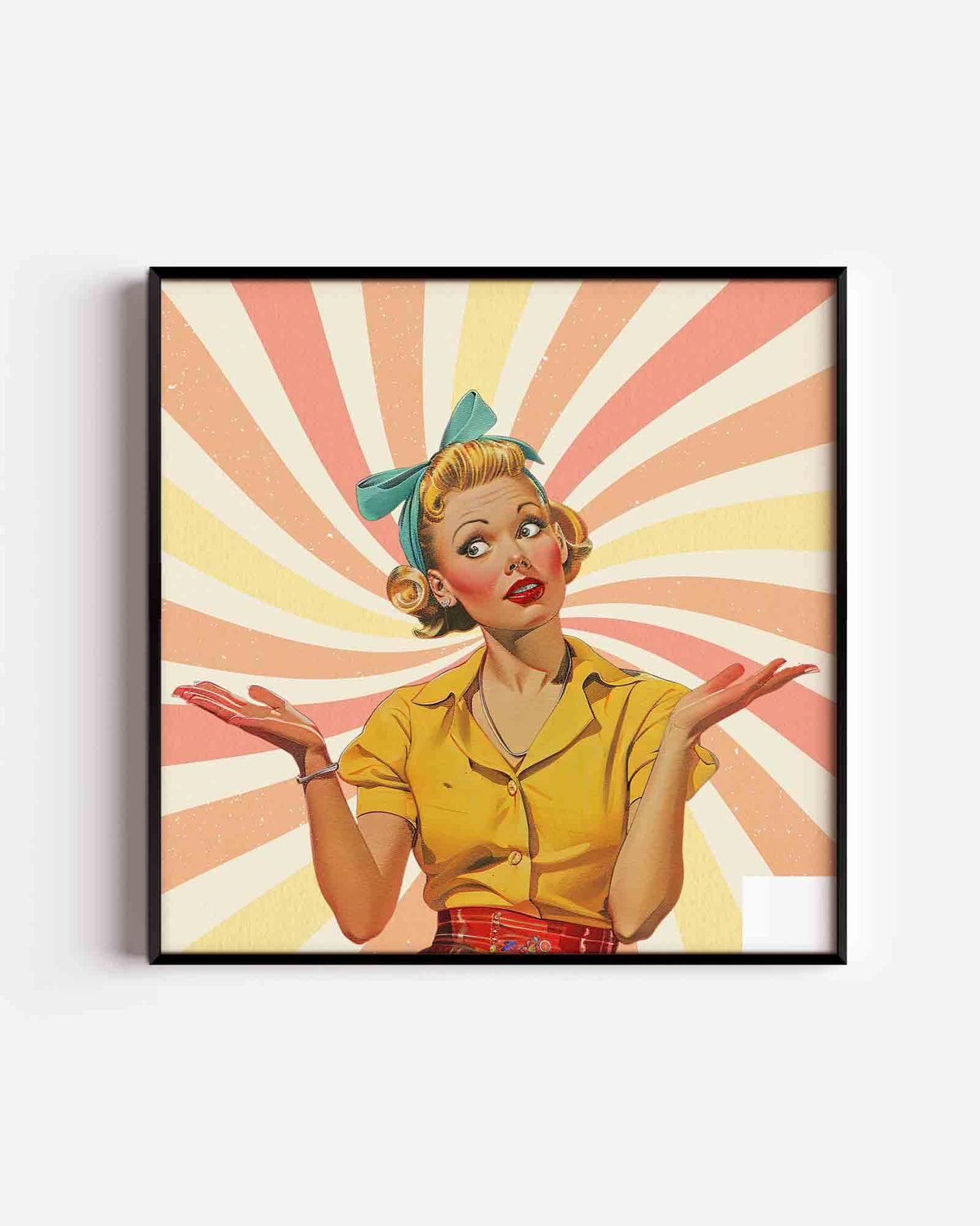 Vrouw met hoofdband – Pop Art vierkante poster als wanddecoratie
