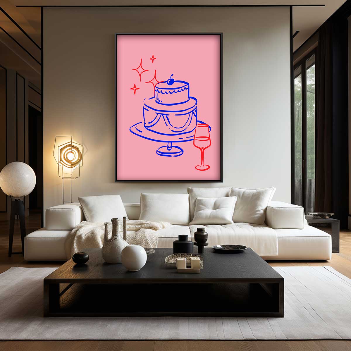 Feestelijke Taart Illustratie – staand kunstwerk voor modern interieur