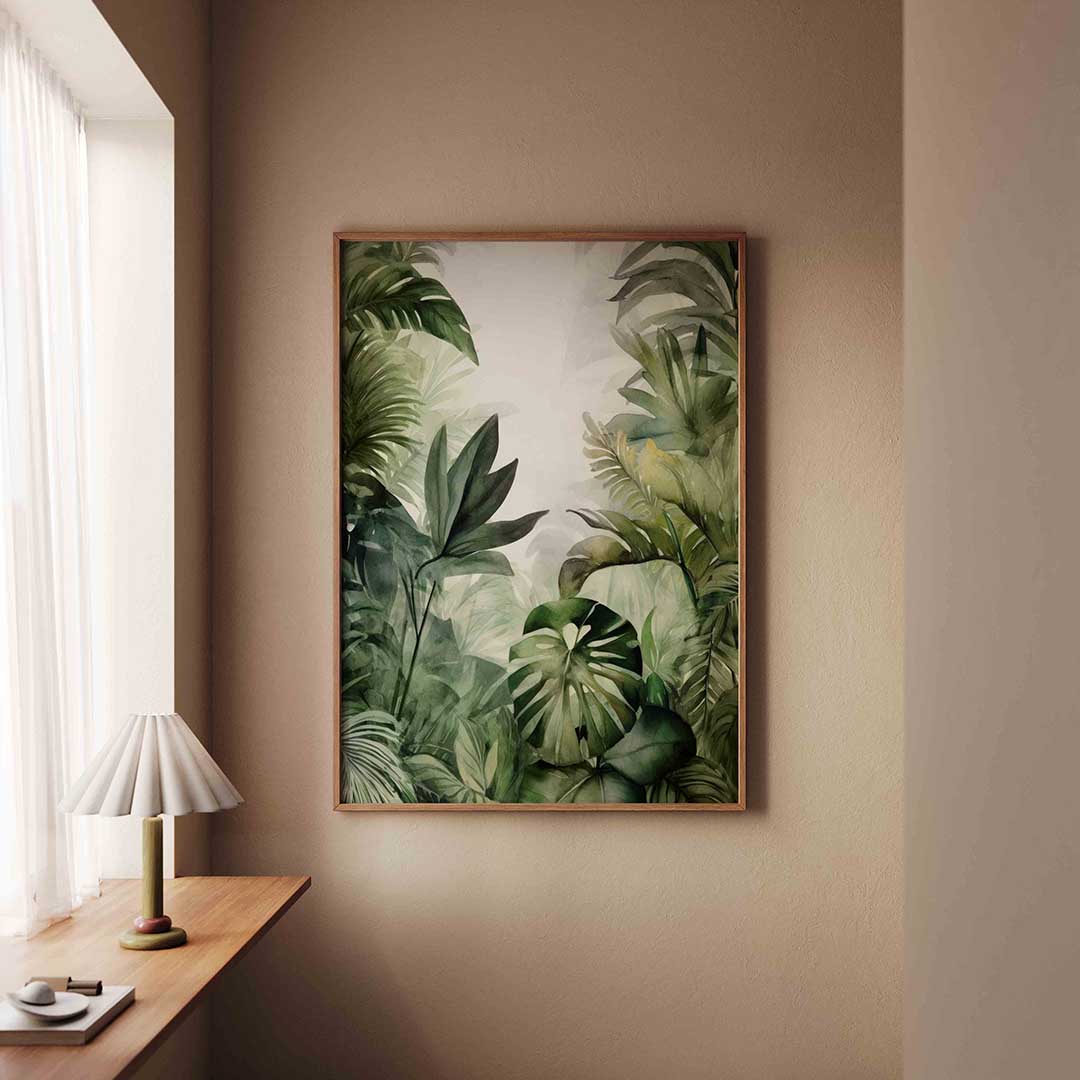 Groene bladeren – staande jungle wanddecoratie van WallArtistic