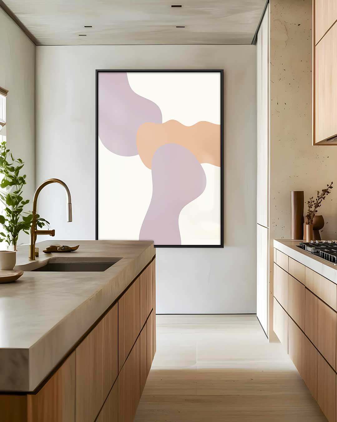 Zachte Golven Abstracte Kunst – dibond wanddecoratie in staand formaat