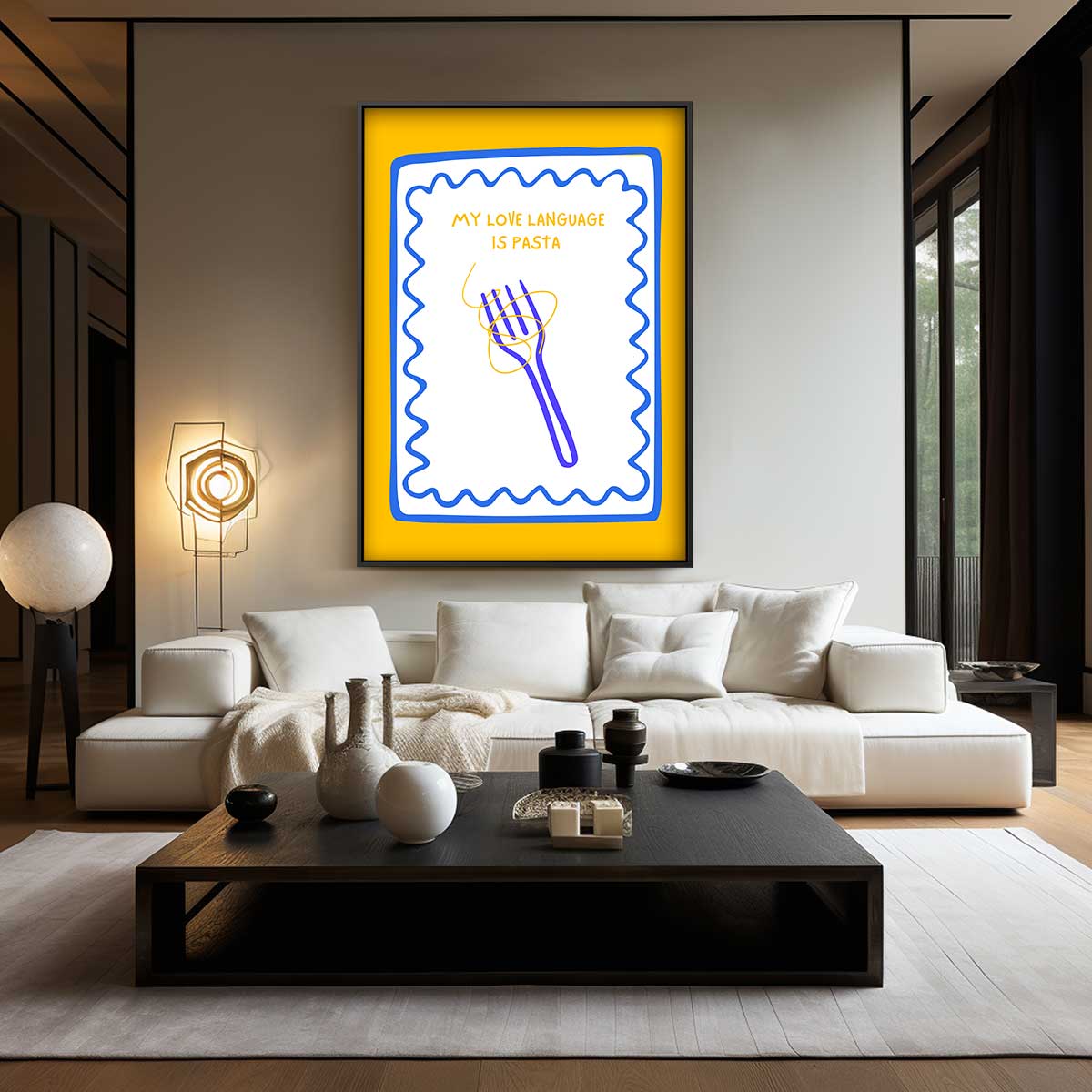 Pasta Liefdestaal – plexiglas wanddecoratie in portret formaat