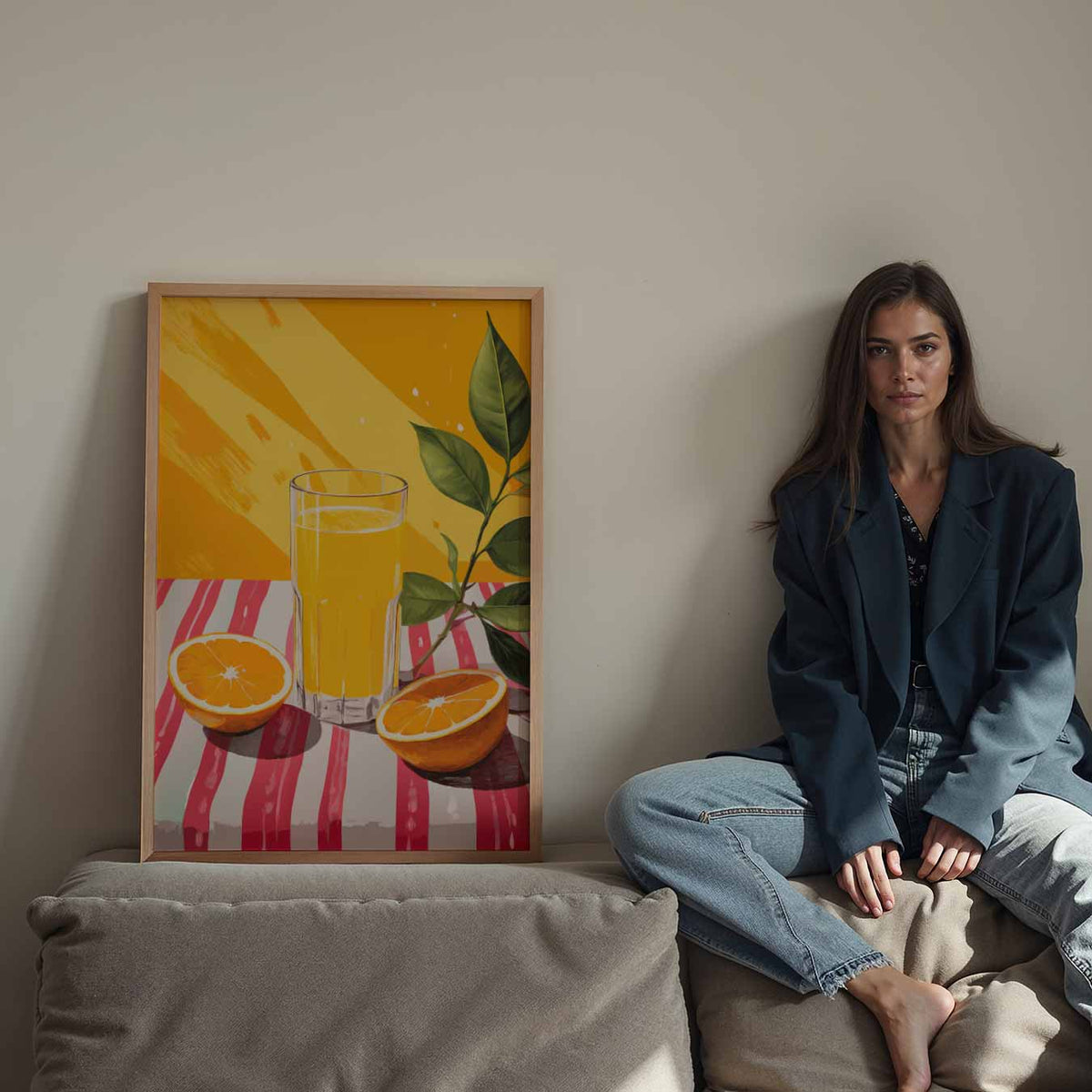Zomerse Sinaasappel Sfeerposter – staande keuken wanddecoratie van WallArtistic