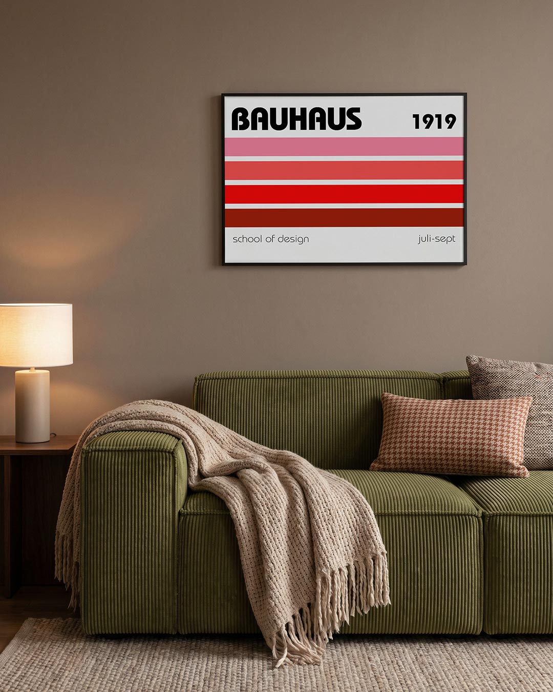 Kleurvlakken en tekst – geometrische Bauhaus poster in liggend formaat