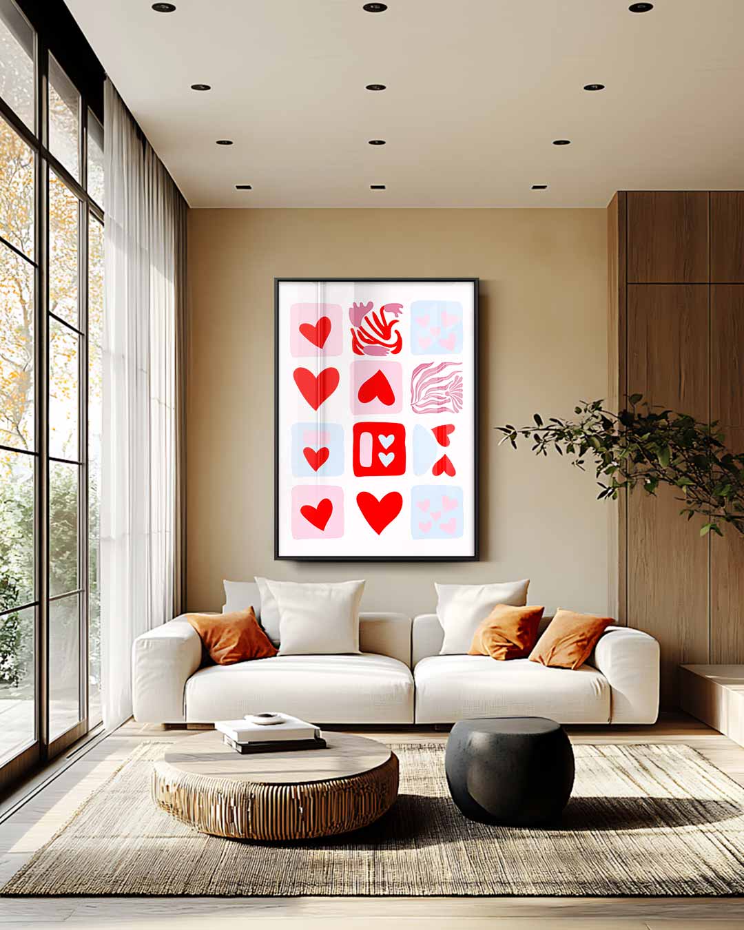 Liefdesvierkantjes kunstprint – staand kunstwerk voor modern interieur