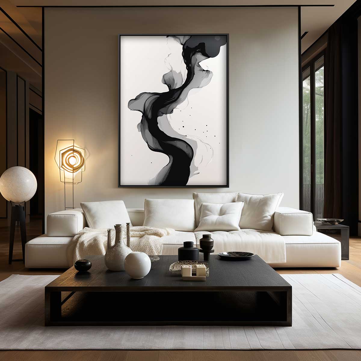 Vloeiende Donkere Golf – modern portret kunstwerk van WallArtistic