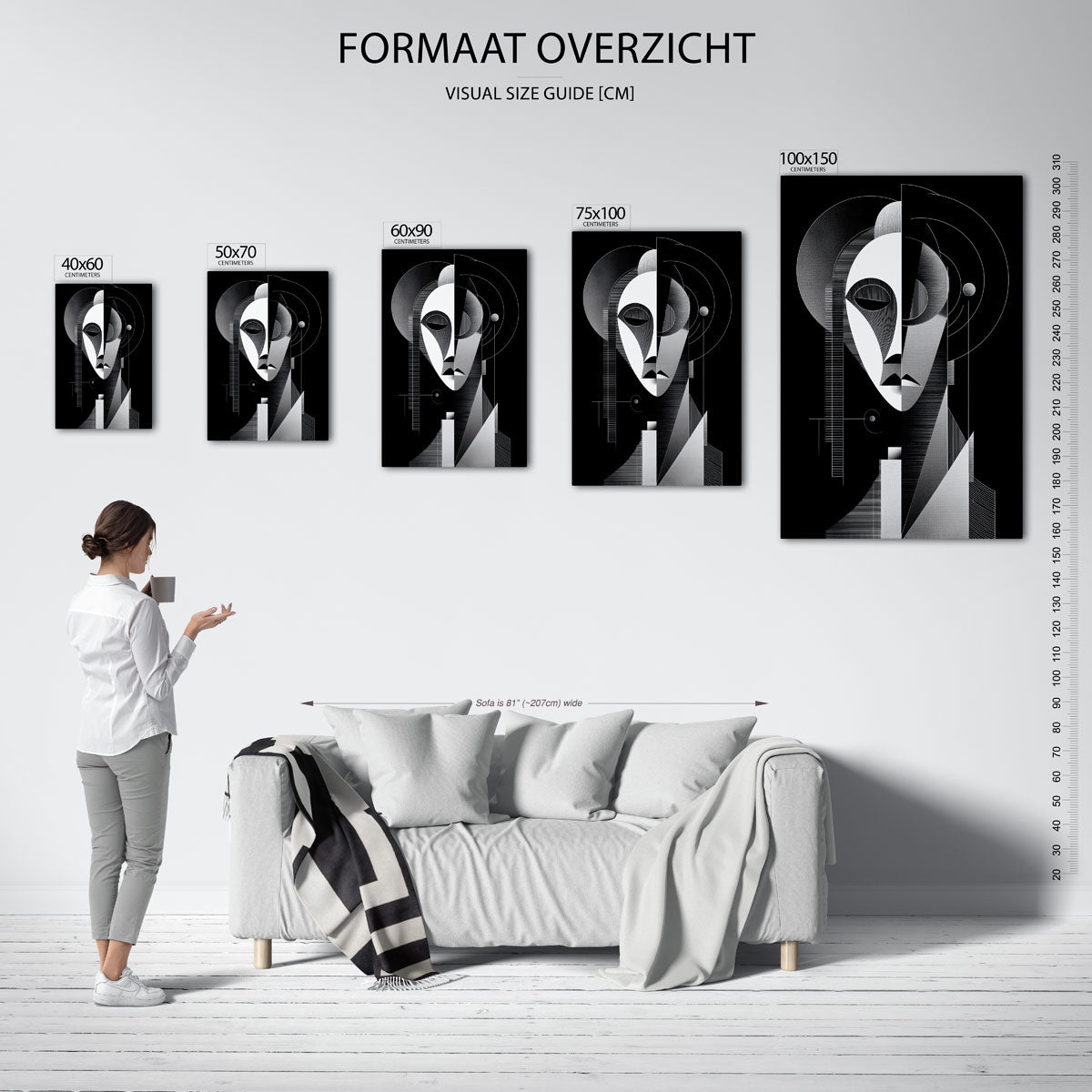 Geometrisch portret – staande wanddecoratie van WallArtistic