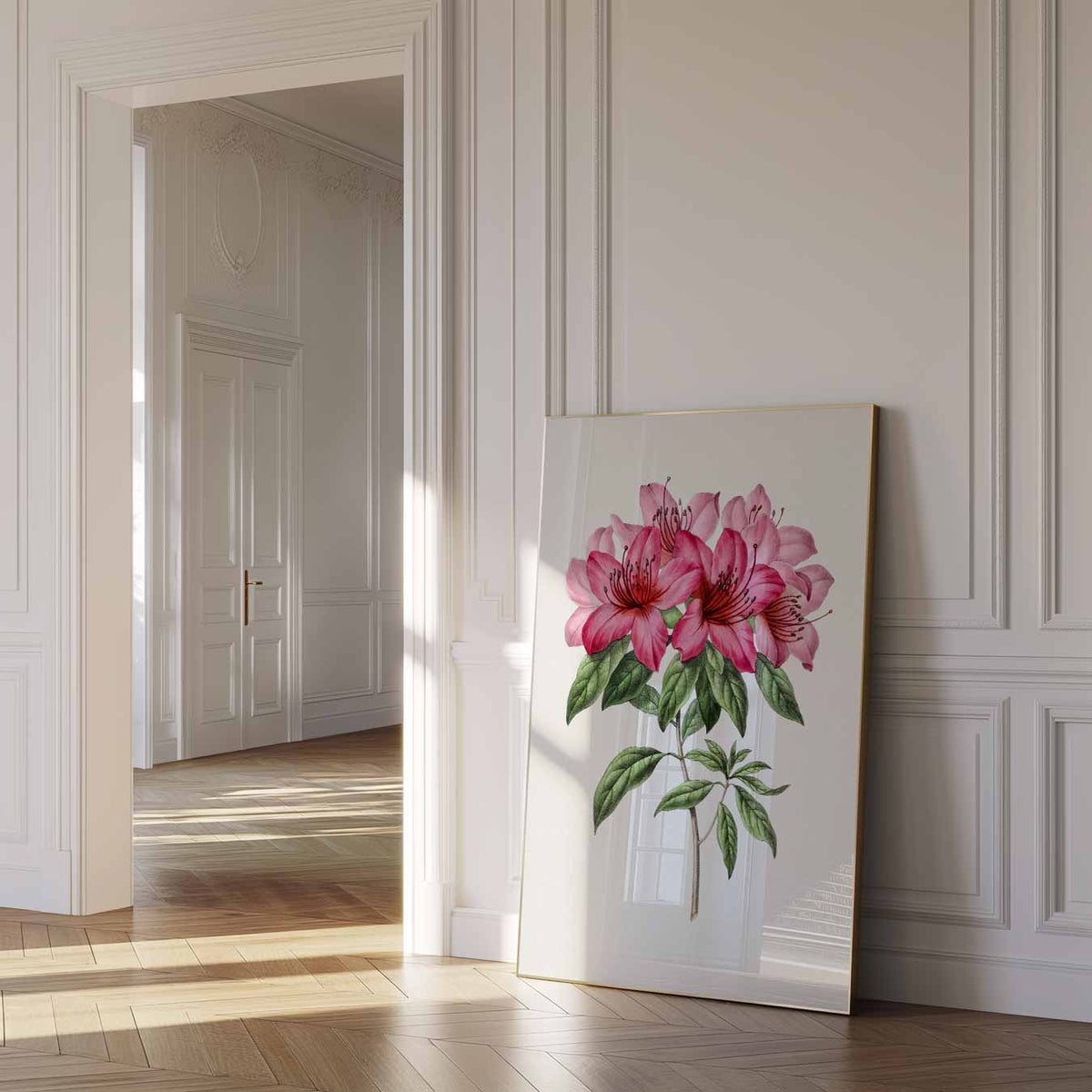 Prachtige Roze Bloemenpracht – urban poster in staand formaat