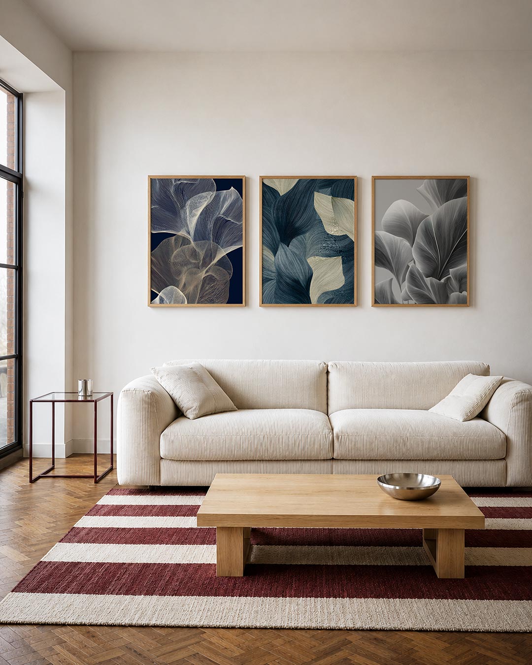 Lijnenspel en vlucht driedelige posterset – deze posterset in drie delen toont een vloeiend lijnenspel