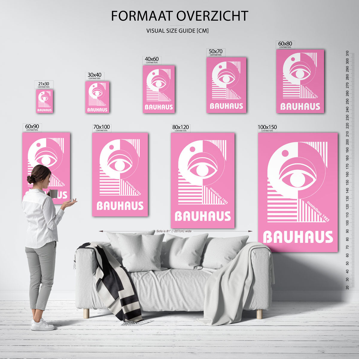 Oog en lijnen – geometrische poster in Bauhaus-stijl van WallArtistic