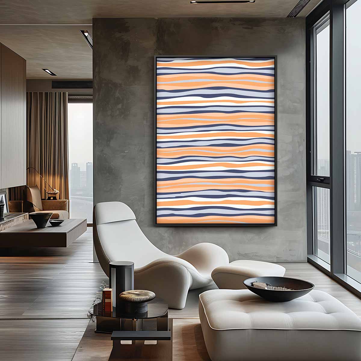 Golvende Stripes – canvas wanddecoratie in portret formaat