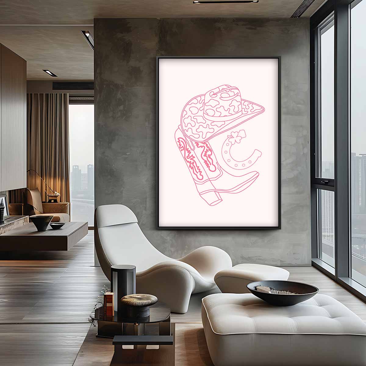 Cowboy Chic Illustratie – staand kunstwerk voor modern interieur