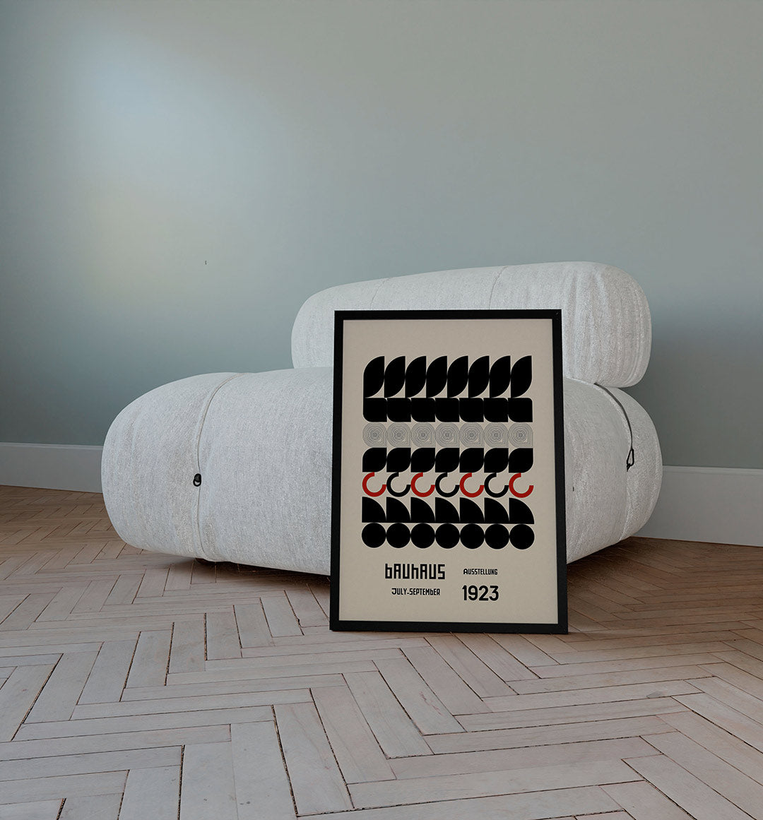 Vormritme en contrast – staande Bauhaus poster voor aan de muur
