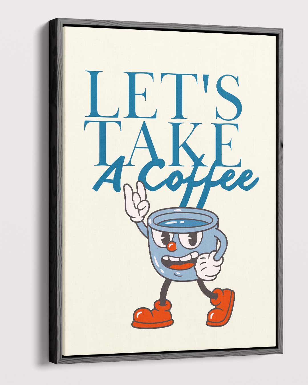 Vrolijke Koffie Mok Illustratie – dibond kunstwerk als wanddecoratie