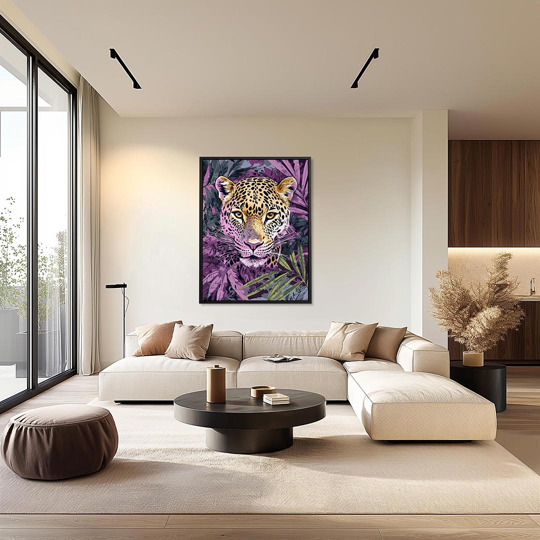 Levendige luipaard – staand wanddecoratie kunstwerk