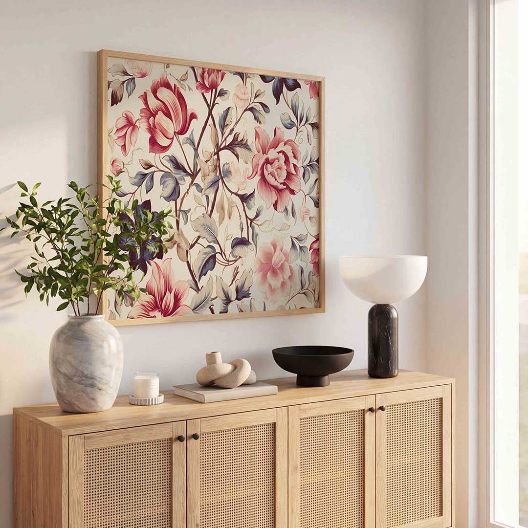 Bloemen en bladeren – vintage poster in vierkant formaat