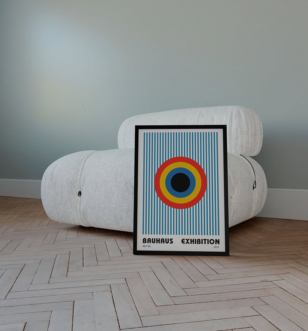 Cirkel en lijnen – staande Bauhaus poster voor aan de muur
