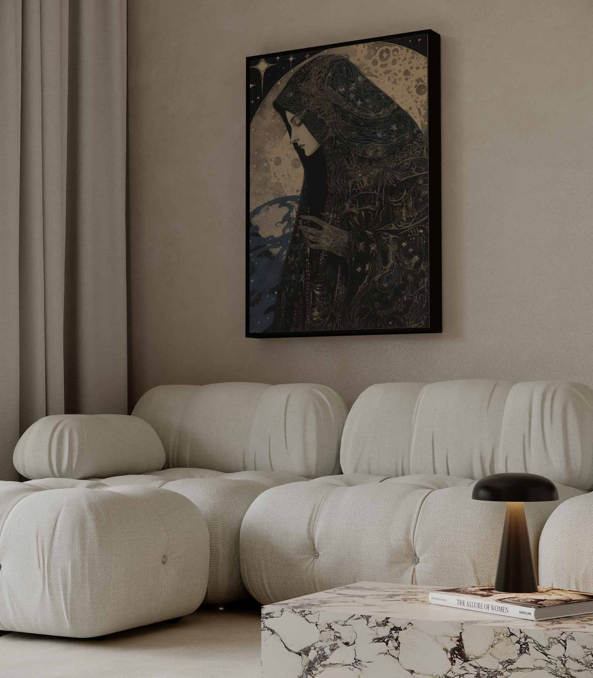 Mystieke Maan Beschouwer – dibond wanddecoratie in staand formaat